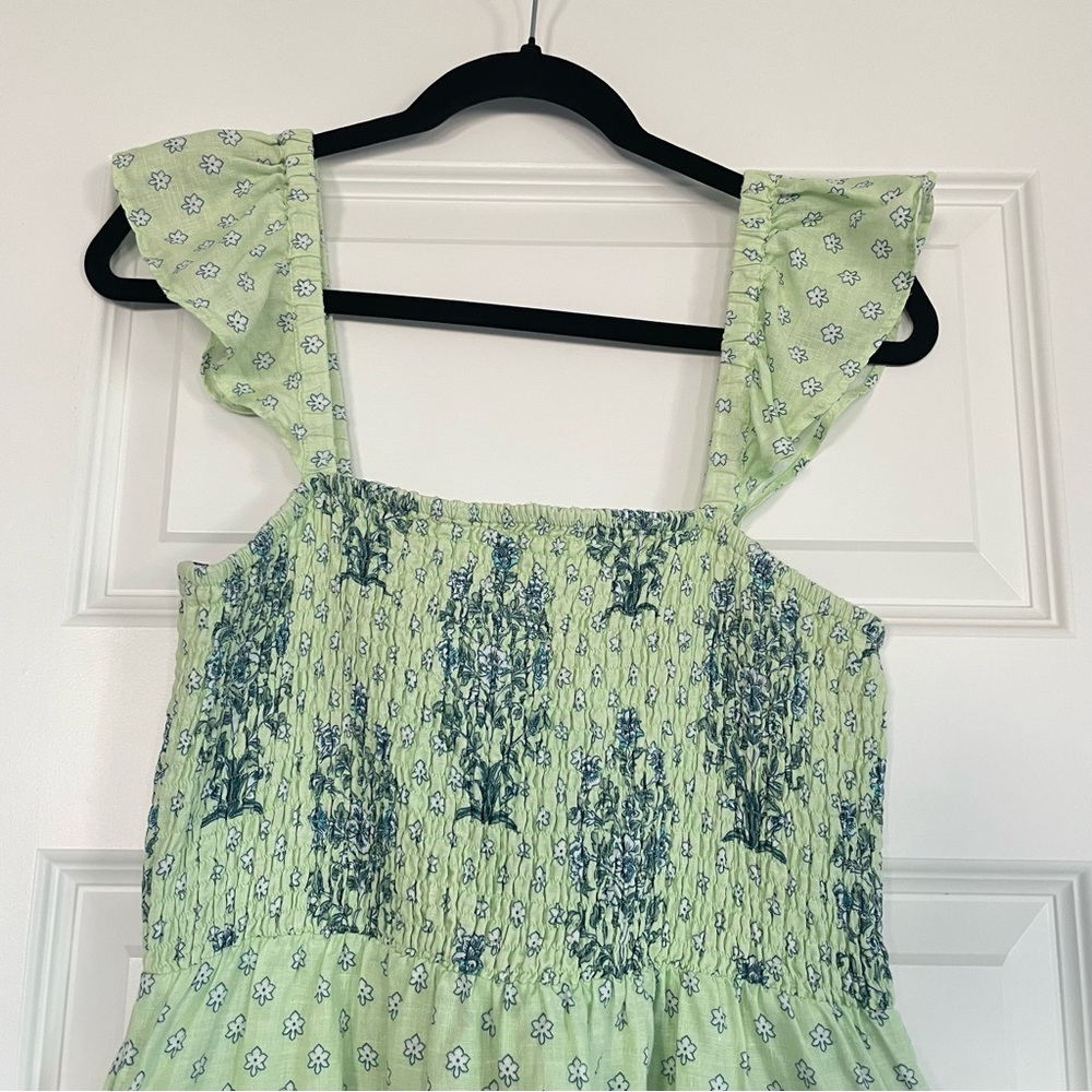 Roller Rabbit Cotton Midi Floral Smocked Waist Tank Dress - Picture 3 of 10